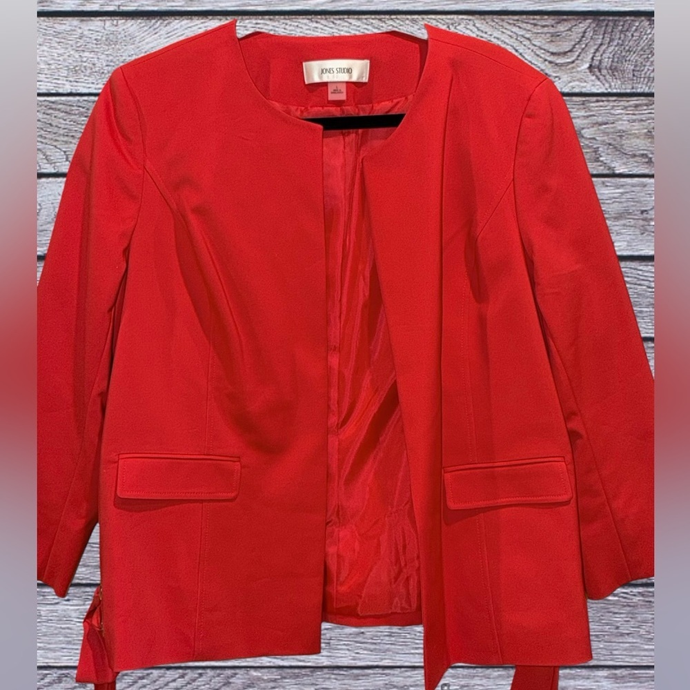 Jones Studio Red Open Front Blazer Jacket